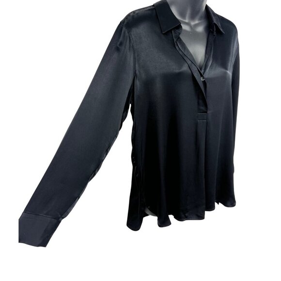 Rails Nissa Black Long Sleeve Blouse Rayon Women Size Medium M Cross Front New - Picture 3 of 10